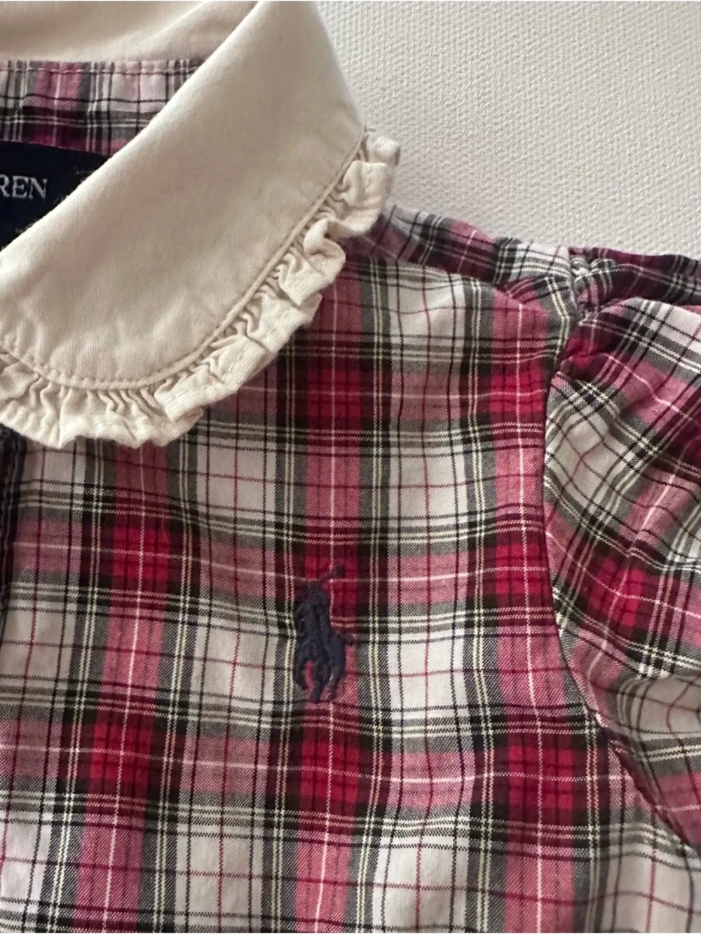 Ralph Lauren 12 Months Baby Girl Red Plaid Dress Cream Collar Holiday Christmas